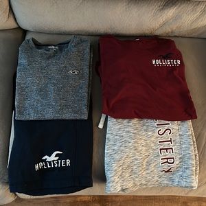 2 Hollister fleece shorts 1 Long sleeve,1 shirt sleeve shirt 2 complete outfits